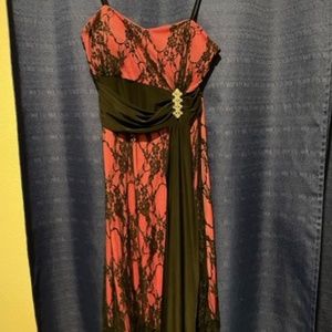 Pink and black lace dress, medium.